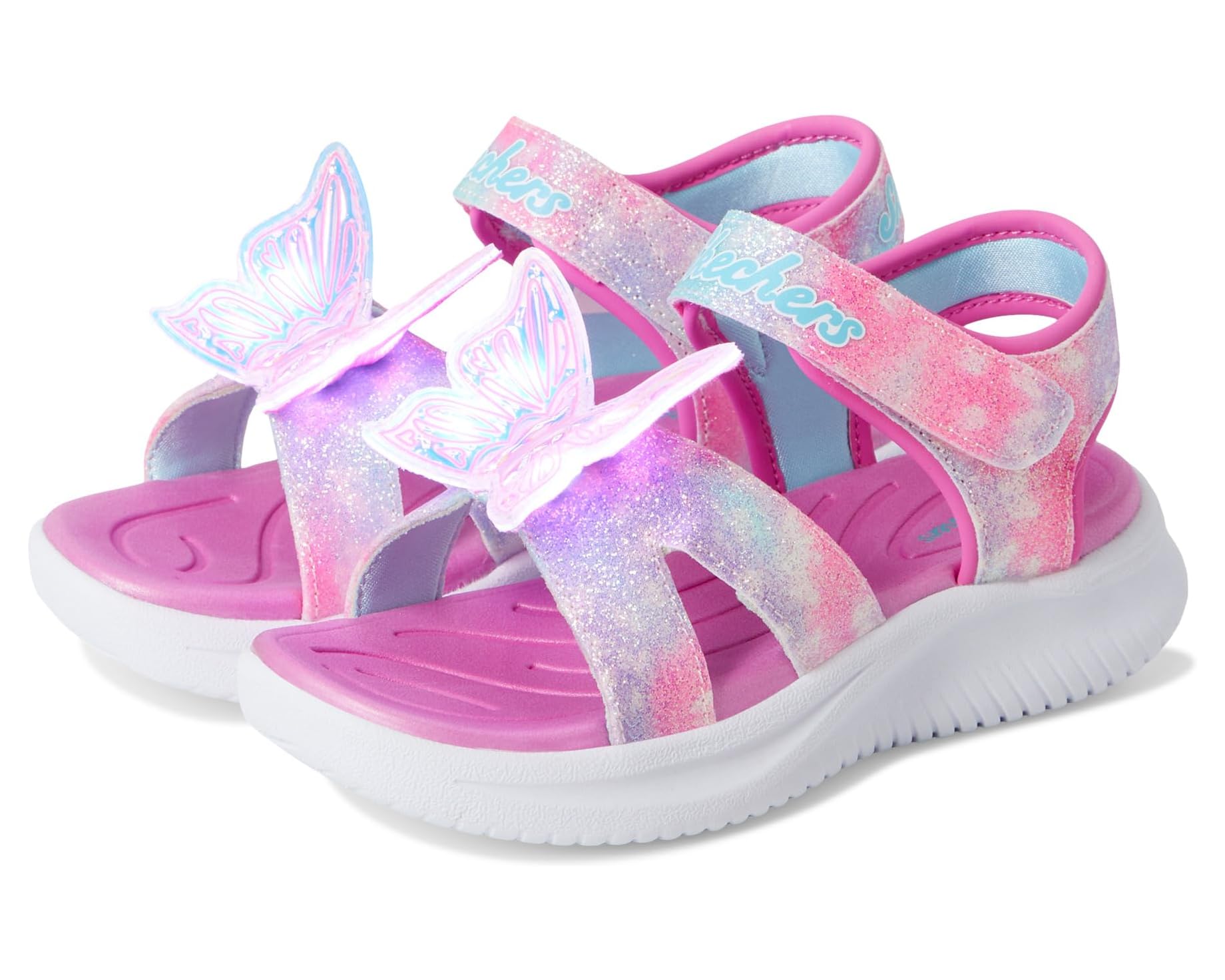 Skechers παιδικά πέδιλα με φωτάκια για κορίτσια Butterfly Brites 303109L/PKMT