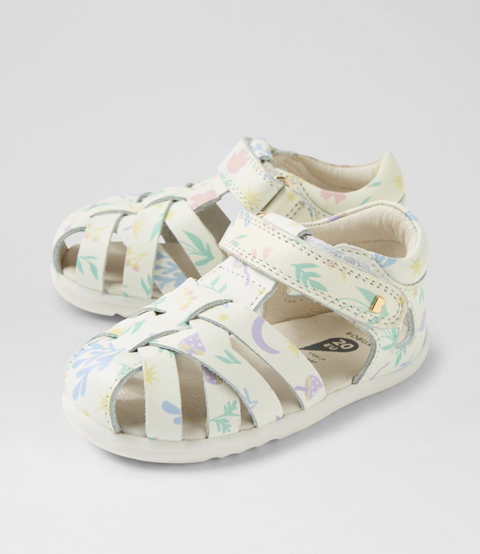 Bobux Step Up παιδικά δερμάτινα ανατομικά πέδιλα Tropicana II 732328 White Floral (20-22)