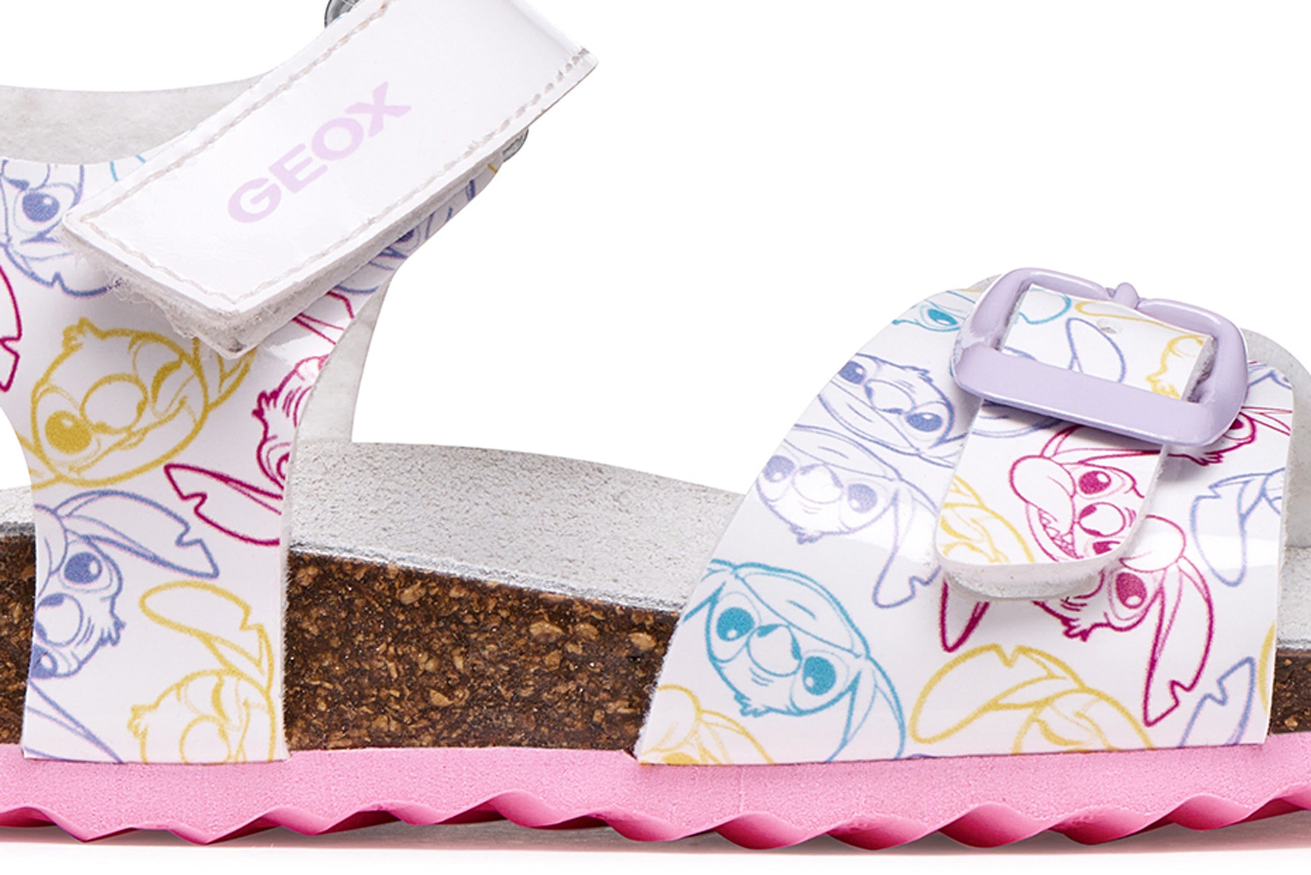Geox παιδικά ανατομικά πέδιλα για κορίτσια  J ADRIEL WHITE/DKPINK J158MC 000FC C1364