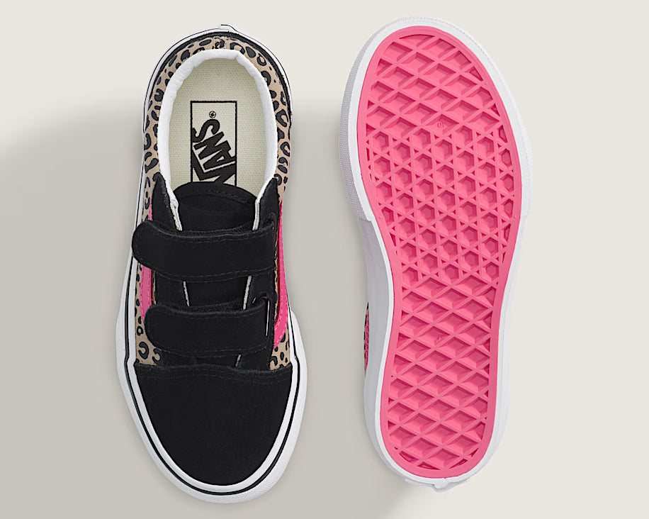 Vans παιδικά sneakers για κορίτσια Old Skool V LEOPARD POP Pink Velvet/Black VN000CYAH851