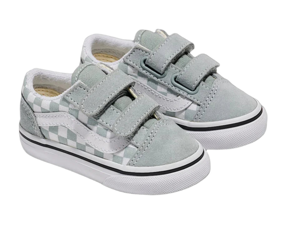 Pure Grey Kids Glitter Checkerboard Old Skool Vans Old Skool V