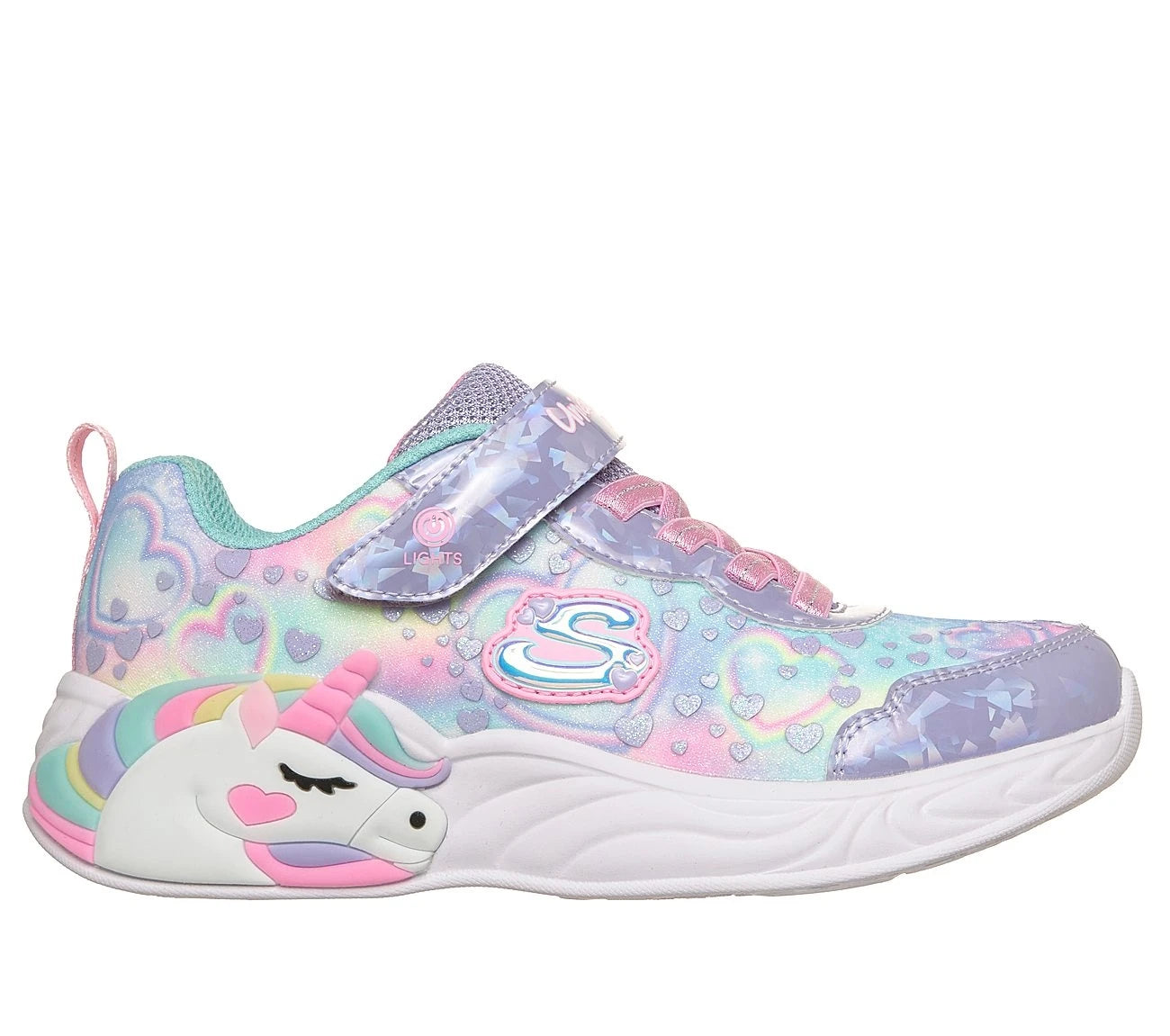 Skechers παιδικά αθλητικά παπούτσια με φωτάκια για κορίτσια Heart Sparkles 303063L/LVMT