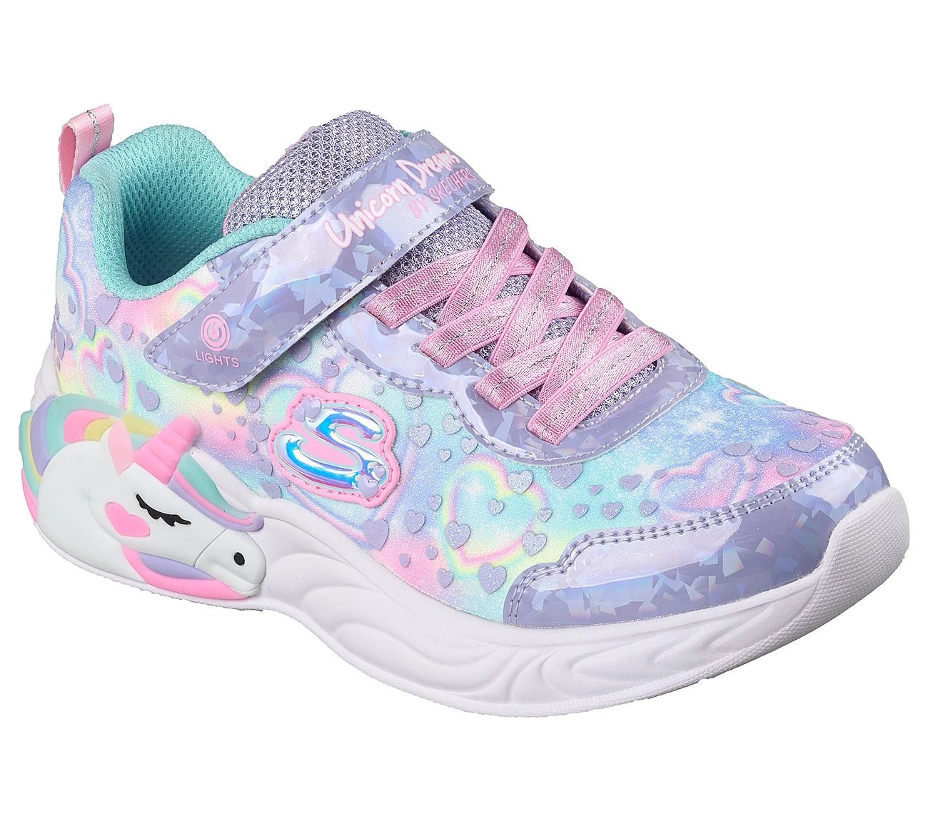 Skechers παιδικά αθλητικά παπούτσια με φωτάκια για κορίτσια Heart Sparkles 303063L/LVMT