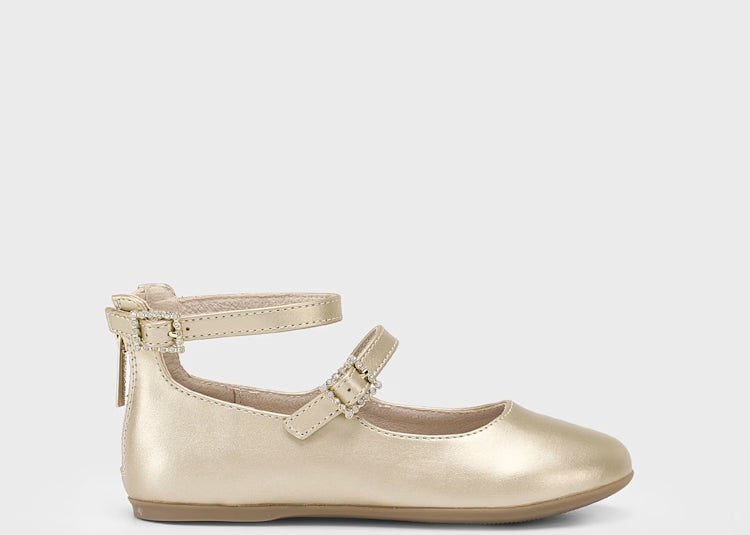 Mayoral παιδικές μπαλαρίνες με αγκράφα και φερμουάρ για κορίτσια Χρυσό 46554 023