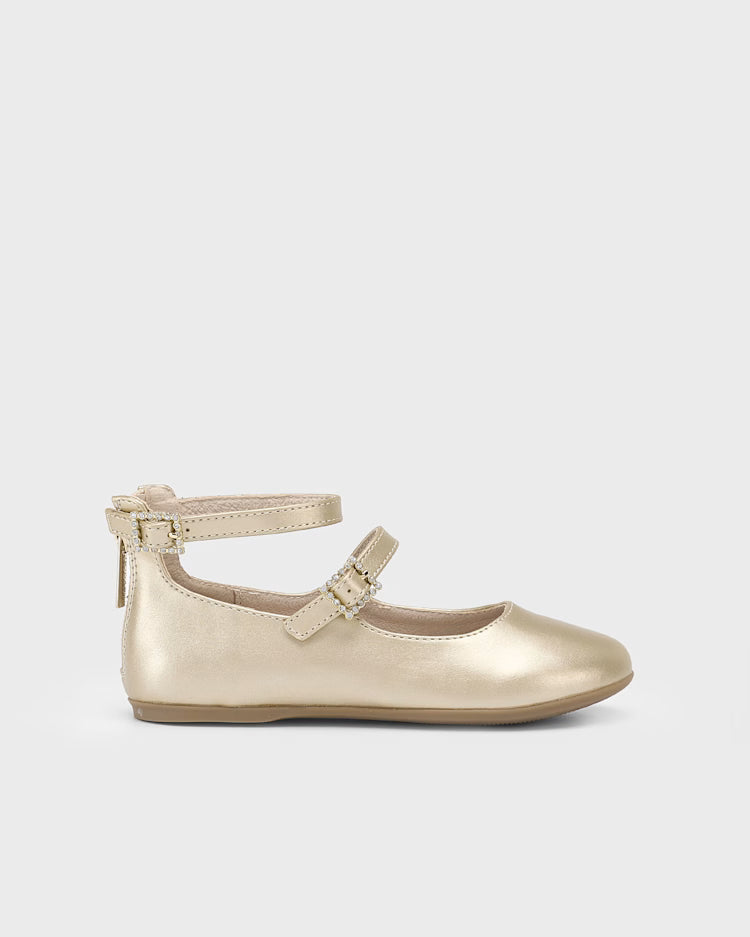 Mayoral παιδικές μπαλαρίνες με αγκράφα και φερμουάρ για κορίτσια Χρυσό 46554 023