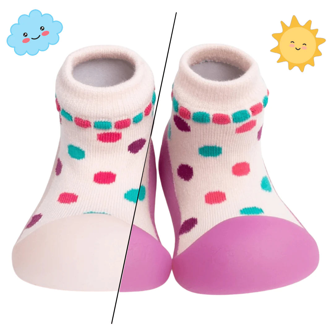 Big Toes Chameleon παιδικά καλτσοπαπουτσάκια για κορίτσι NewPolca Pink